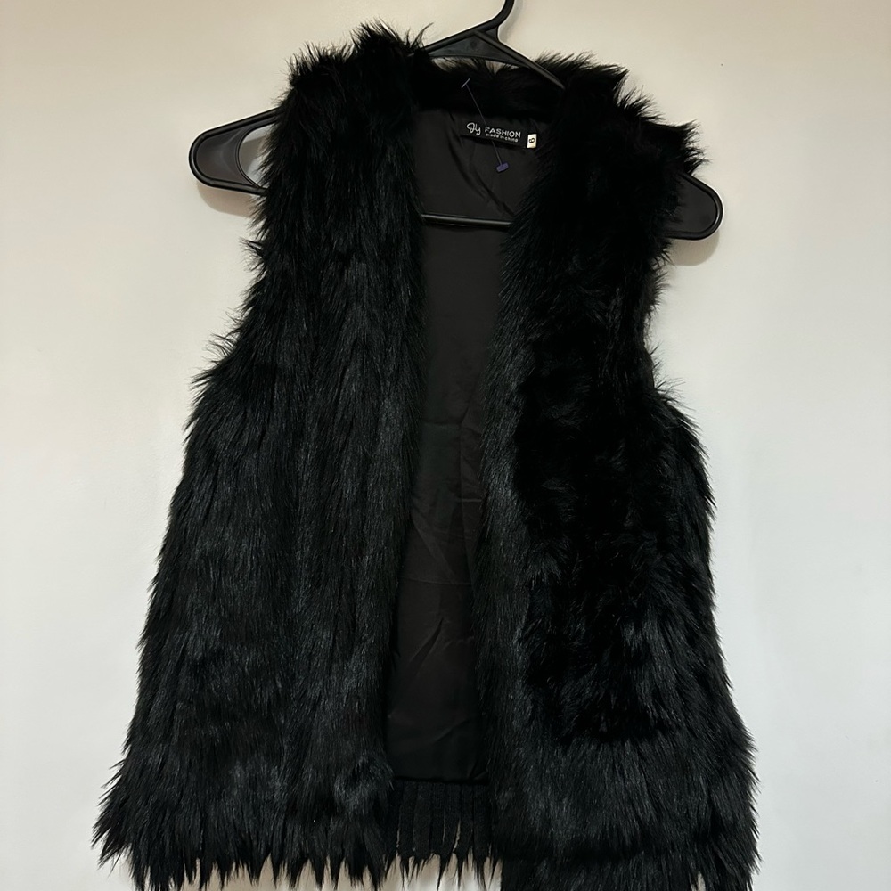 Black Faux Fur Vest